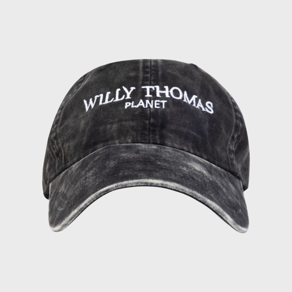 CASQUETTE GRIS DÉLAVÉ WILLY THOMAS PLANET BRODÉE EN BLANC