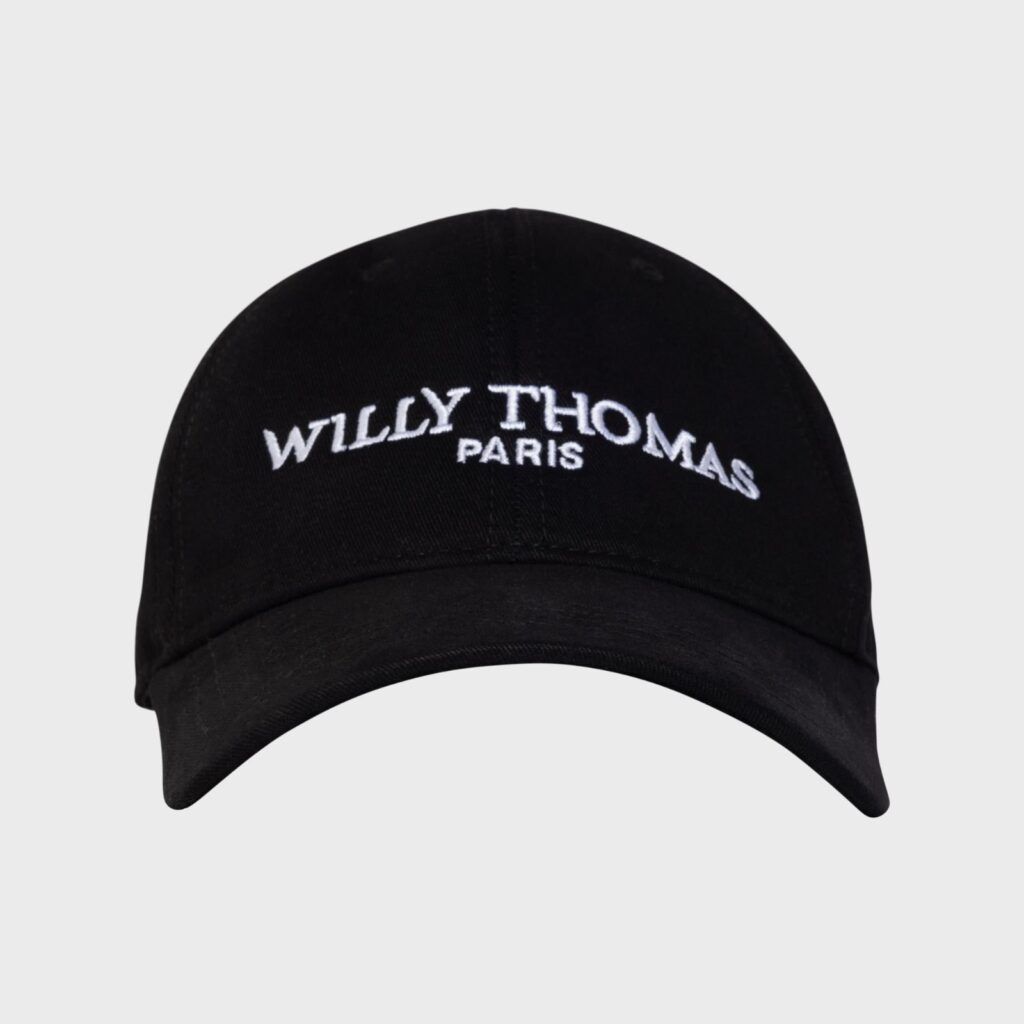 CASQUETTE NOIR WILLY THOMAS PARIS BRODÉE EN BLANC