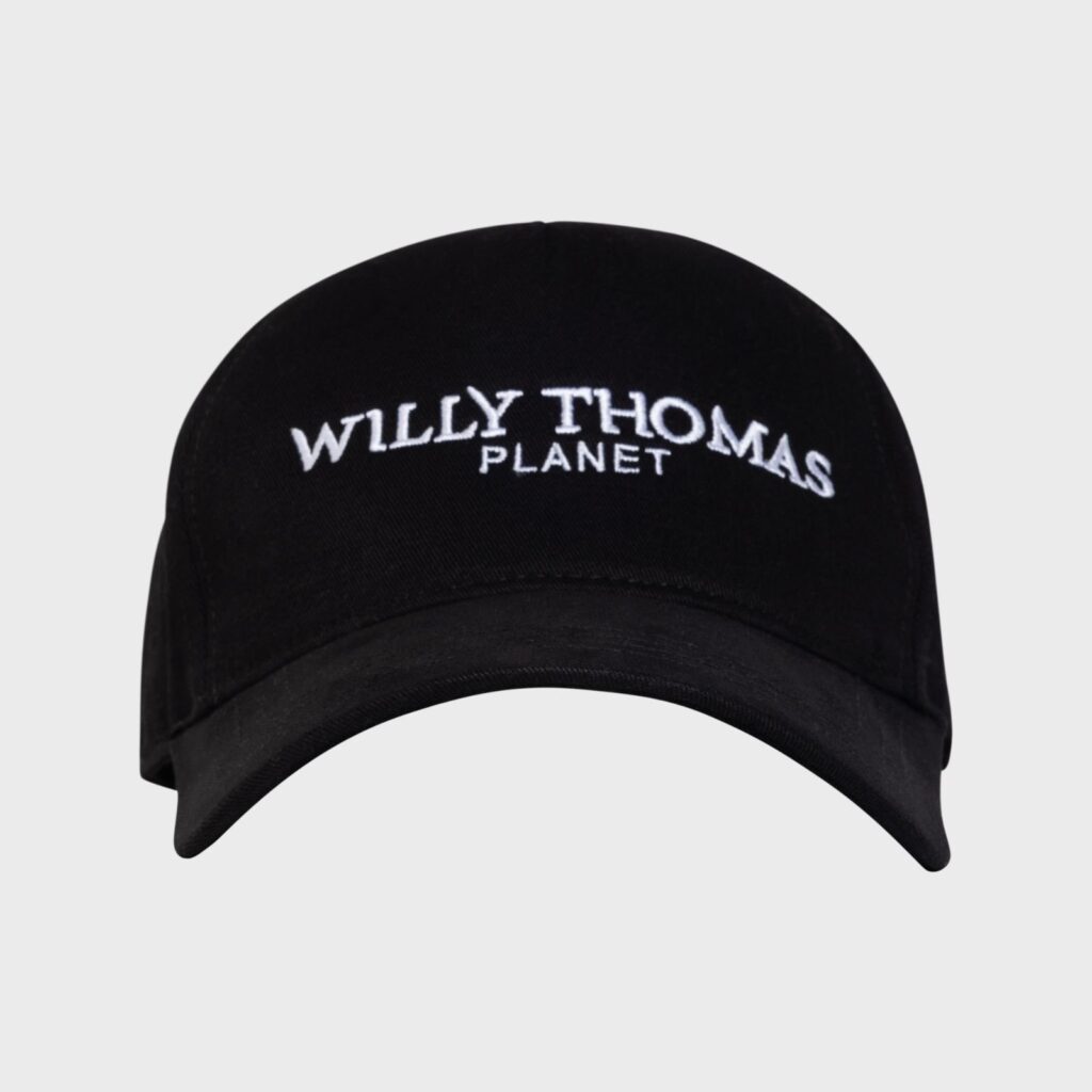 CASQUETTE NOIR WILLY THOMAS PLANET BRODÉE EN BLANC