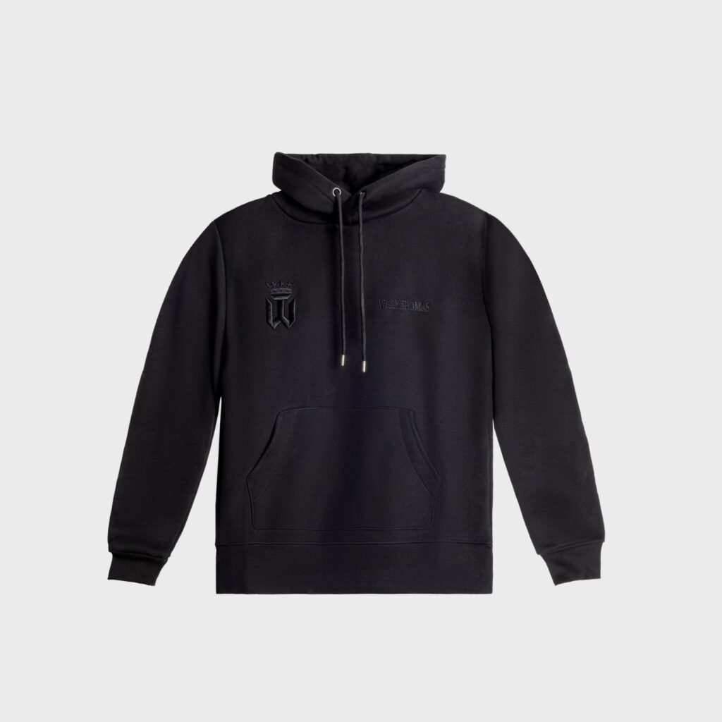 HOODIE À SERRAGE NOIR WILLY THOMAS BRODÉ EN NOIR